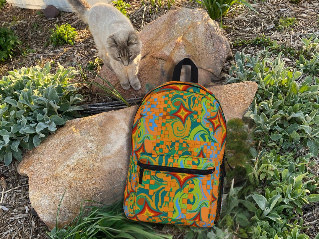 Retro 70s Vibe Backpack: College Book Bag, Glamping Back Pack - Etsy