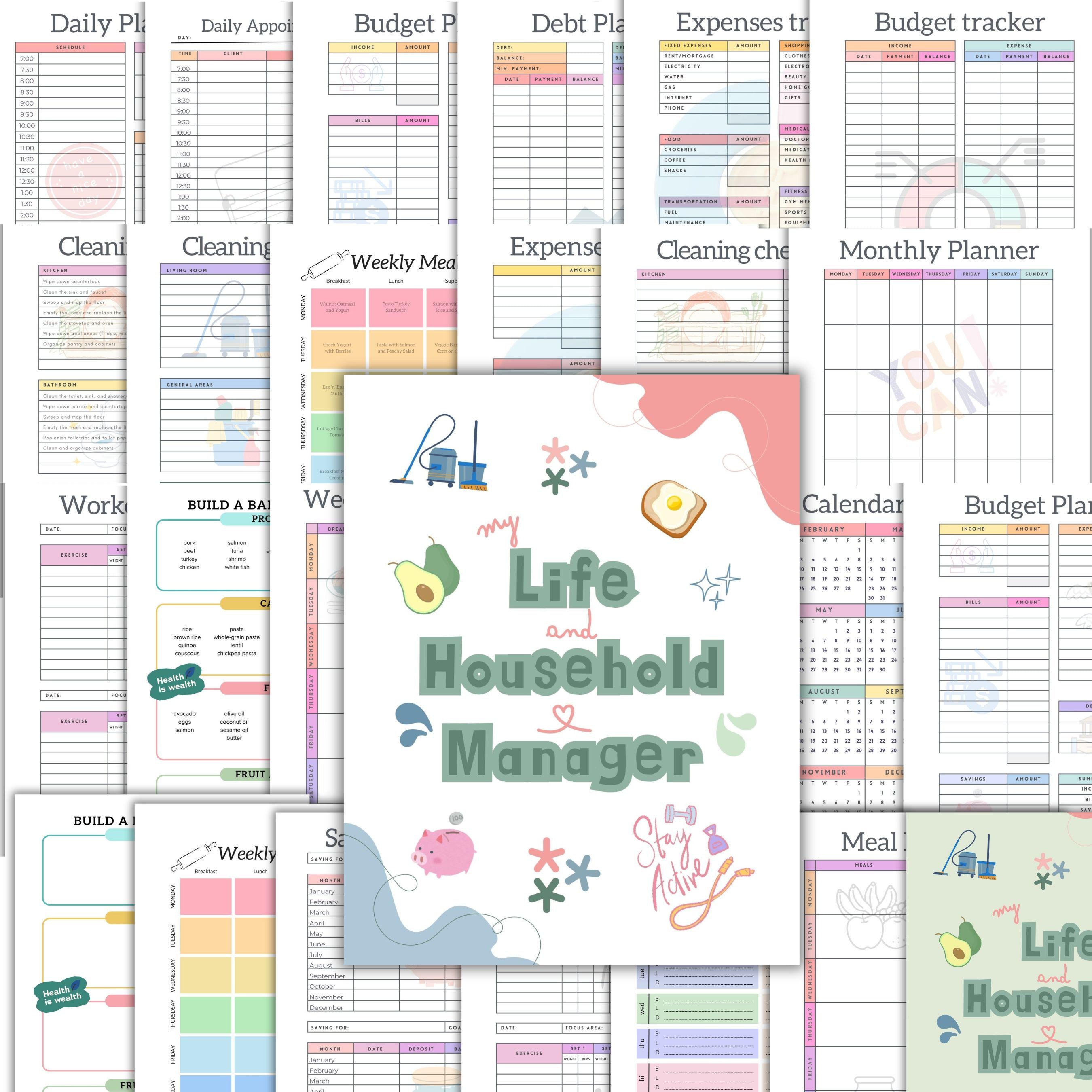 Printable Home Management Planner: Household Organizer Bundle (PDF ...