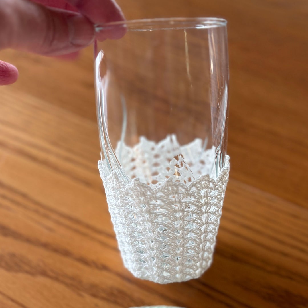 Vintage Glass Cozies Set - 4, Jacket Coasters Retro Glass Sleeve Gift ...