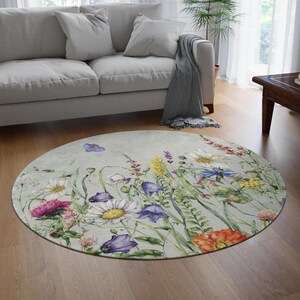 Cottagecore Floral Runder Teppich: Botanischer Garten Akzent (60 "x60 ") Bild 1
