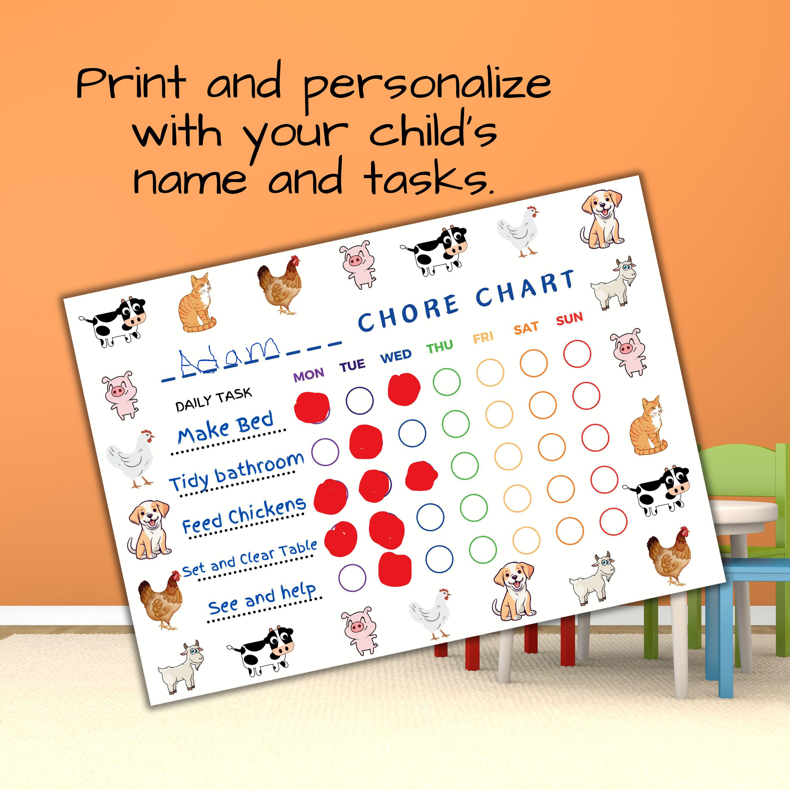 Printable Animal Chore Chart: Custom Daily Tasks for Kids (PDF) - Etsy