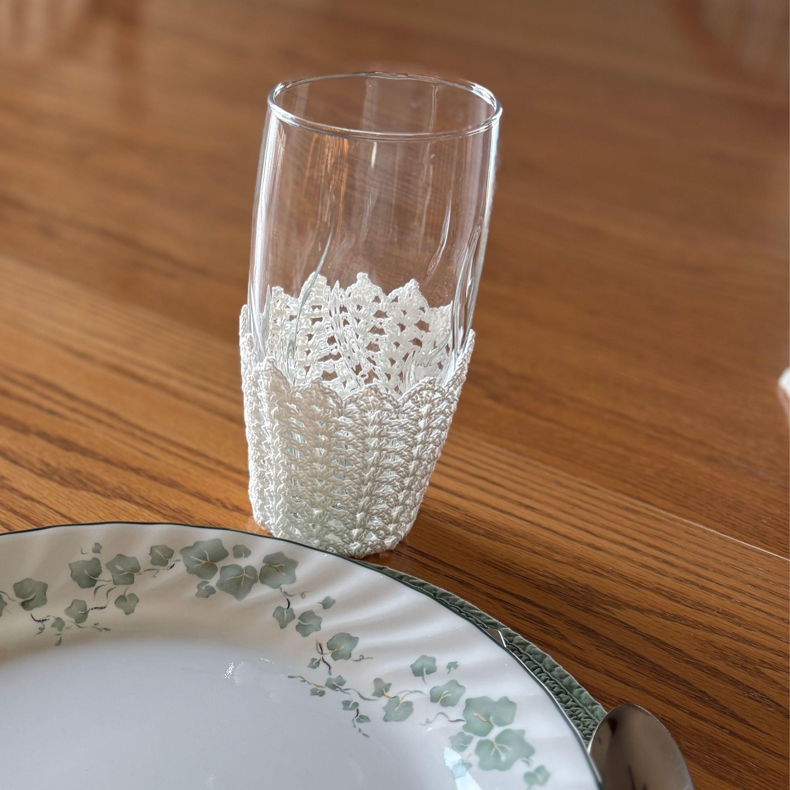 Vintage Glass Cozies Set - 4, Jacket Coasters Retro Glass Sleeve Gift ...
