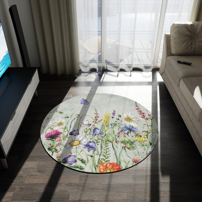 Cottagecore Floral Runder Teppich: Botanischer Garten Akzent (60 "x60 ") Bild 5
