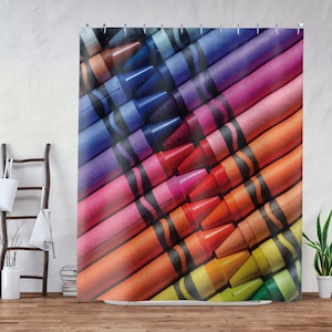 Crayon Rainbow Shower Curtain: Kids Bathroom Decor