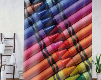 Crayon Rainbow Shower Curtain: Kids Bathroom Decor