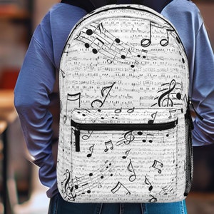 Sac à dos pour partitions pour la rentrée des classes Sac à dos pour ordinateur portable Cadeau d'anniversaire Amateur de musique Glamping Sac à dos musique classique Cadeau de remise des diplômes