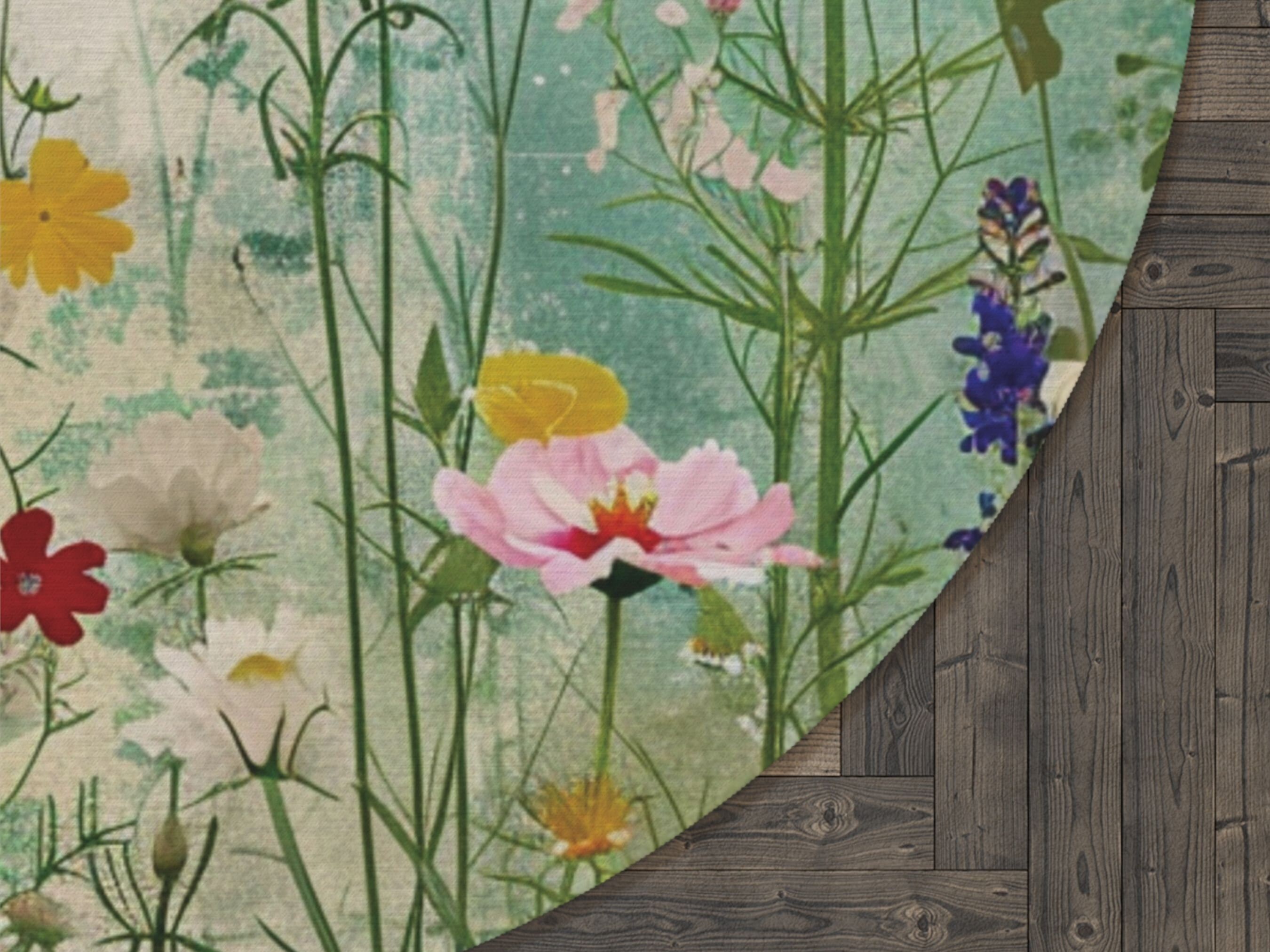 Cottagecore Flower Rug, Botanical Round Rug for Bathroom Bedroom or