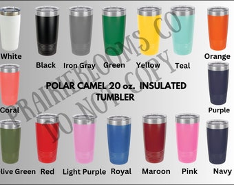 Polar Camel 20oz Tumbler Color Chart Mockup (Digital Download)