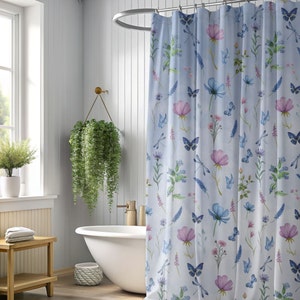Cottagecore Floral Shower Curtain: Boho Botanical Bath Decor
