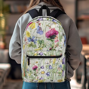 Boho Floral Laptop Backpack: Cottagecore Book Bag