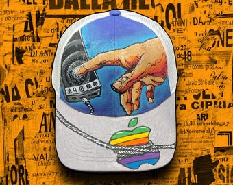 HAND PAINTED HAT. Tech life, iPhone, phone, cap, hat, cap, baseball cap, hand painted cap, trucker hat, custom cap, custom baseball cap,