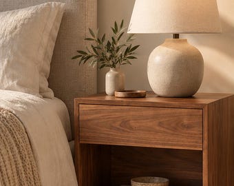 Herald Freestanding Nightstand | Solid Walnut | Customizable Bedside Table