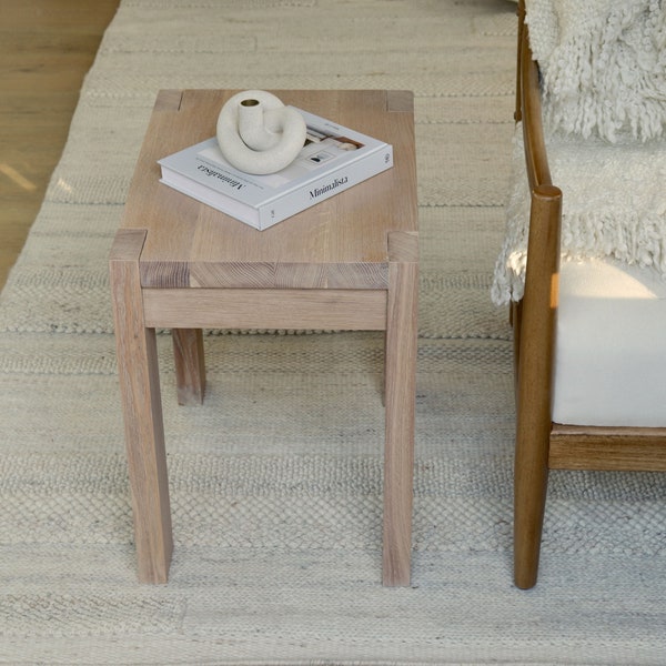 Parsons Side Table | Solid White Oak End Table | Customizable