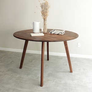 Midcentury Modern Round Dining Table | Solid Walnut Dining Table | Customizable