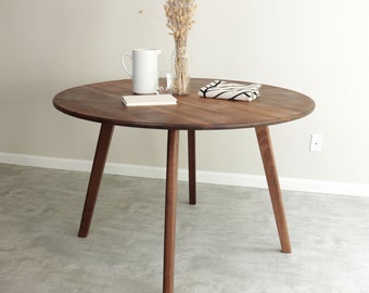 Midcentury Modern Round Dining Table | Solid Walnut Dining Table | Customizable