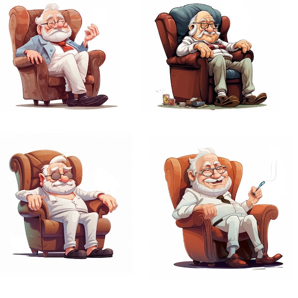 Old men in recliner, grandparent, grandpa, sitting in recliner, grumpy old men, PNG, Trending