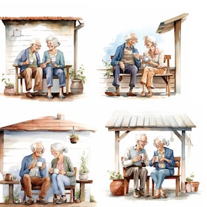 Altes Paar,Ehepaar, alter Mann,alte Frau, Ehe, Kaffee, Kaffee trinken, PNG
