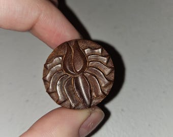 Tapones de madera con diseño floral de loto, calibres orgánicos, tamaño 1"