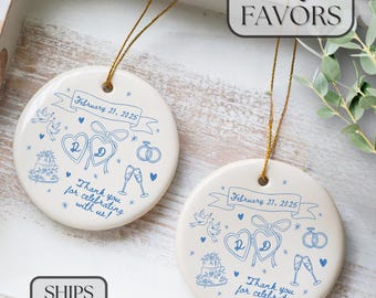 Custom Wedding Favors Personalized Ceramic Doodle Christmas Ornament Ornaments for Guests Bulk Wedding Favor Wedding Party Favor