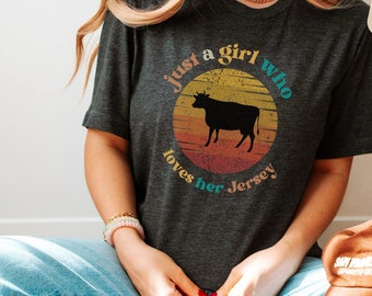 Jersey Cow Tshirt Farm House Cow Shirt for Animal Lover Cow Gift for Her Farm Animal Cow Shirt Cute Cow Tshirt Cow Gift for Farmer Retro Top