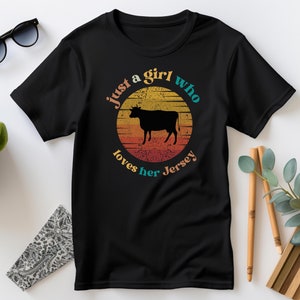 Jersey Cow Tshirt Milk Cow Shirt for Farm Animal Lover Cow Farmer Shirt Cute Cow Shirt Homesteader Tee for Cow Lover Retro Sunset Shirt