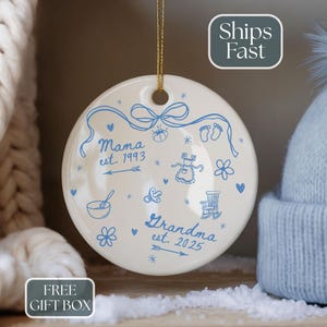 Personalized Doodle Ornament Personalized Grandma Christmas Ornament New Grandma Ornament Grandmother Established 2026 2027 Ceramic Ornament