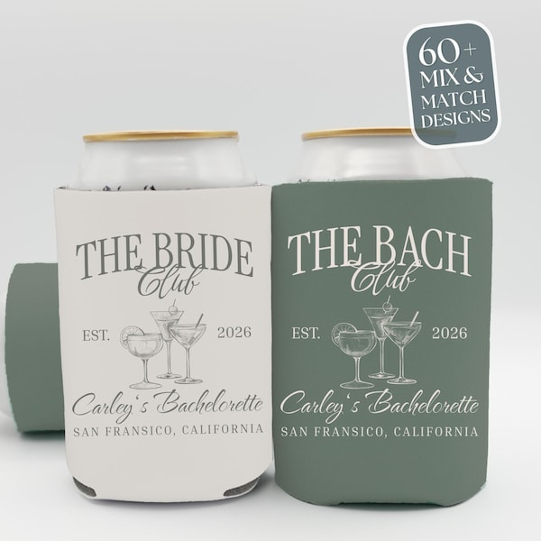 Mix and Match Personalized Bachelorette Party Favor Custom Can Cooler Bachelorette Coozie Girls Trip Party Favor Bach Trip Slim Can Cooler