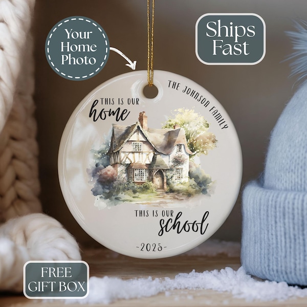 Custom Photo Homeschool Ornament Personalized Homeschool Family Gift Custom First Year Homeschooling Keepsake Ornament for Home School Mom
