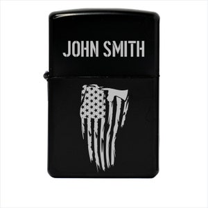 Custom Firefighter Gift Engraved Cigar Lighter Personalized USA Flag with Fire Axe Lighter for Firefighter Crew Fire Fighter Retirement Gift image 5