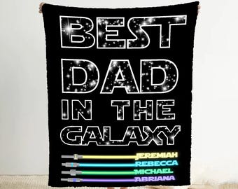 Personalized Star Wars Dad Blanket Gift Custom Father's Day Blanket for Dad Sci-Fi Lover Gift for Him Birthday Gift for Dad from Kids
