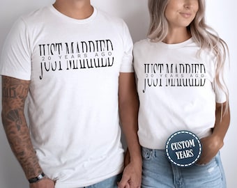Camiseta personalizada de aniversario de bodas de hace 20 años Camiseta personalizada a juego para aniversario de bodas Camiseta de aniversario para esposa 25 años de casados