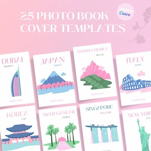 25 Travel Landmark Photo Book Covers | Customisable templates for books via Canva