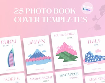 25 Travel Landmark Photo Book Covers | Customisable templates for books via Canva