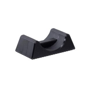 May include: A black plastic stand with a curved top, designed to hold a small object.