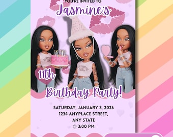 Bratz Dolls Y2k | Girls Birthday Invitation| Fashion Party Invite | Digital Download | Instant Download