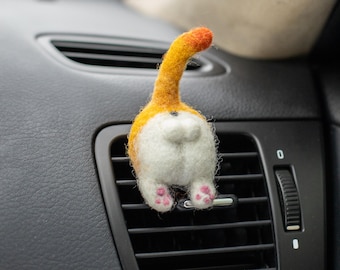 Cat Butt Car Vent Clip - Wool Car Air Freshener - Adult humor car vent clips - Cute car accessories - new driver gift