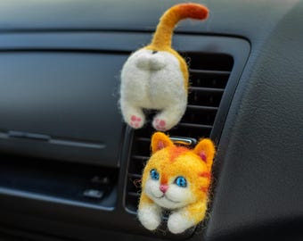 Cat air vent clip Cute car accessories Car vent clips Bunny butt car freshies Felt car air freshener Funny New Car owner gifts for him her