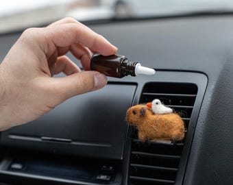 Capybara air vent clip Cute car accessories Car vent clips Capybara with duck car freshies Felt car air freshener Funny New car gift for her