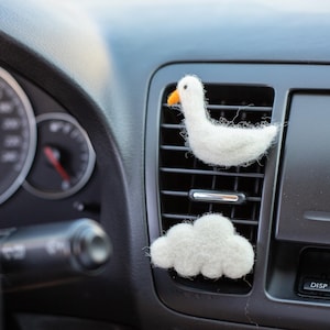 Goose air vent clip Cute car accessories Cloud Car vent clips Duck car freshies Felt car air freshener Funny car guy gift