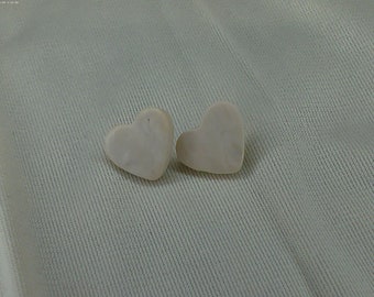 white simple heart clay earrings