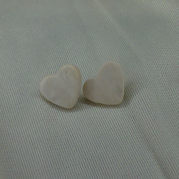 white simple heart clay earrings