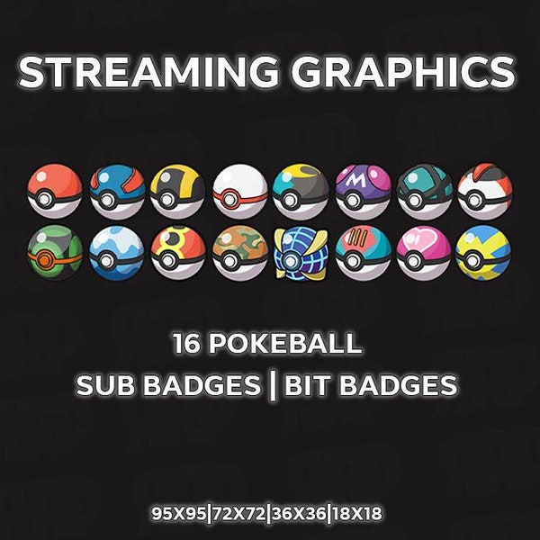 16 Pokeball Sub Badges | Twitch | Discord |