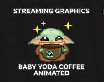 Baby Yoda Coffee Animated Twitch Emote | Grogu GIF (Digital Download)