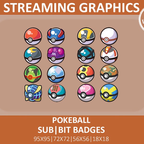 16 Insignias secundarias de Pokeball / Twitch / YouTube / Discord / Insignias de bits / Insignias secundarias de Twitch / Stream