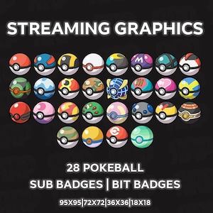 28 Pokeball Sub Badges | Twitch | Discord | Channel points