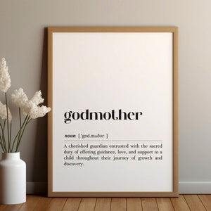 Impressão de definição de madrinha/download instantâneo/presente para madrinha/decoração de parede de madrinha/pôster de texto/impressão de arte tipográfica/presente de aniversário de madrinha