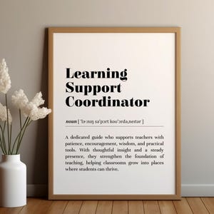 Definición de Coordinador de Apoyo al Aprendizaje (Impresión): Decoración para la oficina del personal escolar / Regalo de agradecimiento para el profesor (Descarga digital)