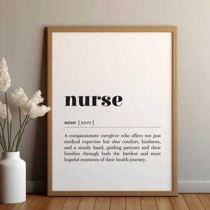 Nurse Definition Poster Print/Instant Download/Gift for Nurse/Nurse Appreciation/Text Poster/Medical Office Decor/Healthcare Worker Gift