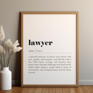 Lawyer Definition Poster Print/Instant Download/Attorney Gift/Legal Professional Appreciation/Text Poster/Lawyer Office Decor/Lawyer Gift