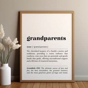 Grandparents Definition Print/Instant Download/Gift for Grandparents/Anniversary Gift/Text Poster/Typography Print/Grandparents Wall Decor